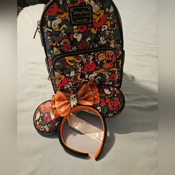Loungefly Halloween Minnie backpack and ears - Picture 7 of 9